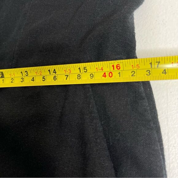 Old Navy Linen Rayon Black Jack Romper Overall Cropped Smocked Back Women Small - Picture 13 of 15